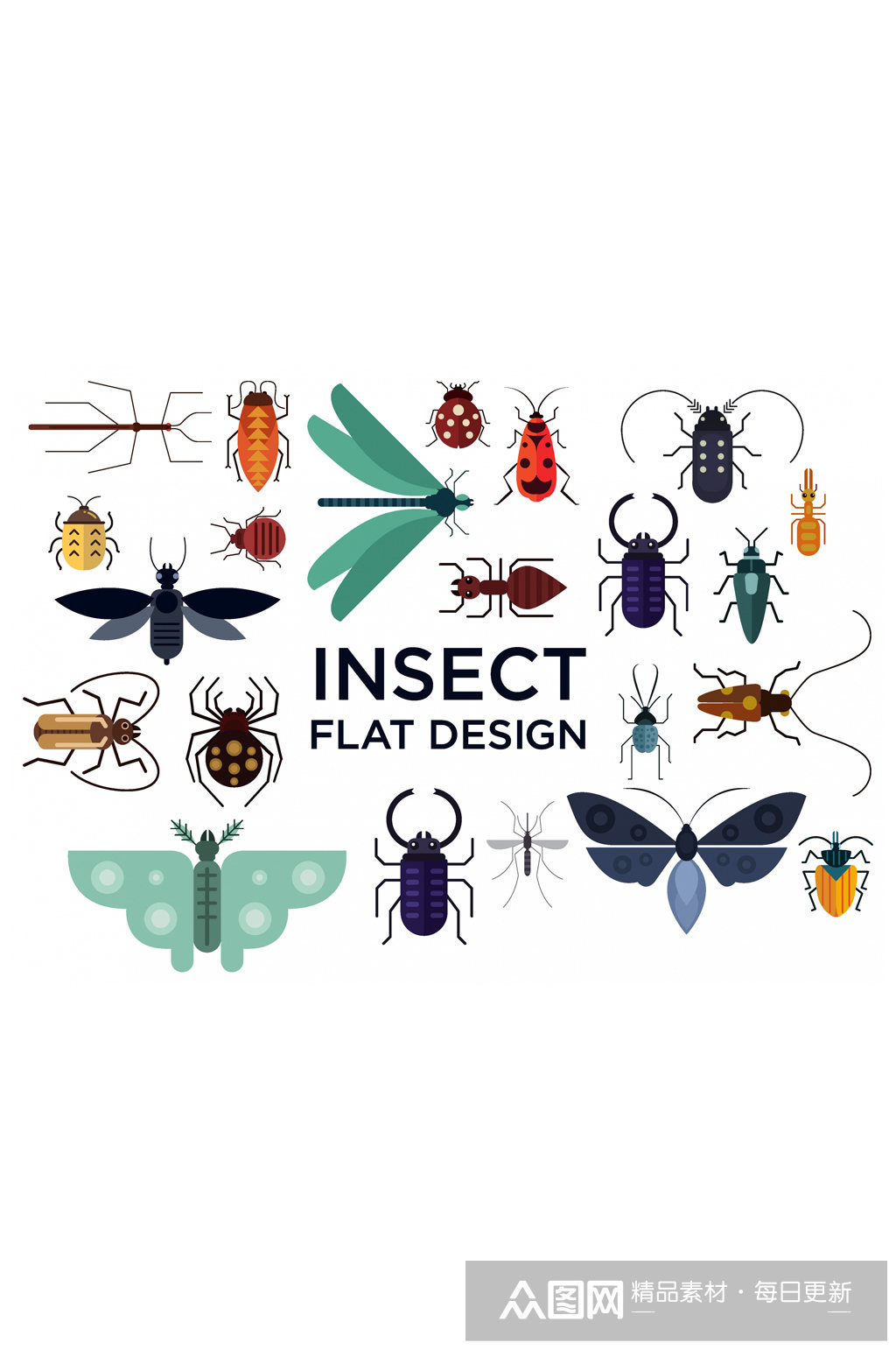 22款创意昆虫设计矢量素材