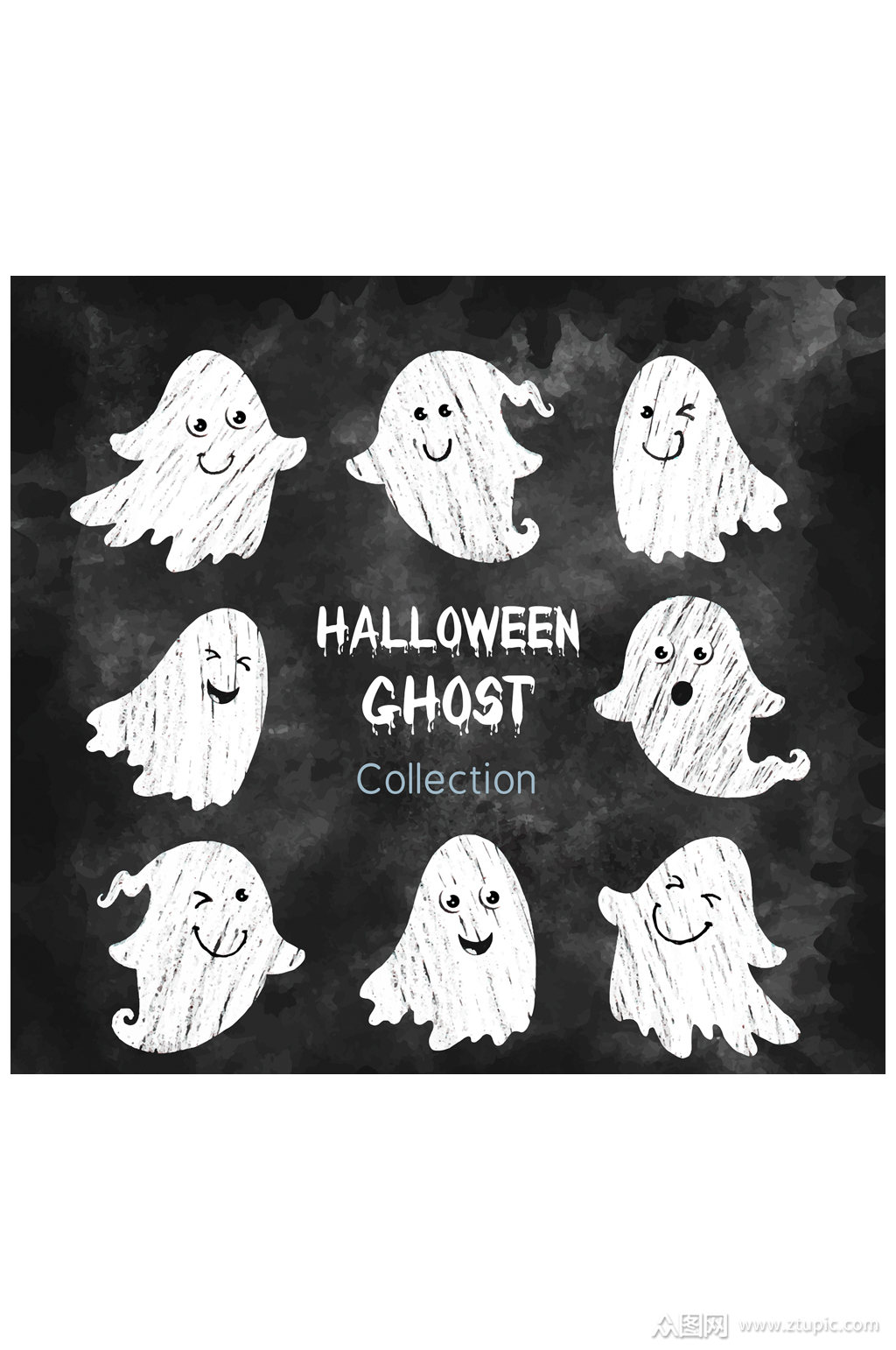 8款创意白色万圣节幽灵矢量素材