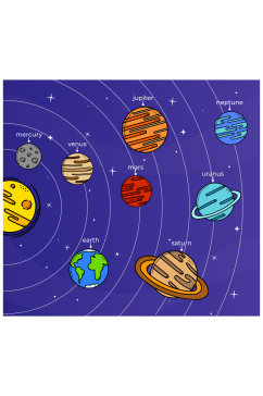 彩绘太阳系设计矢量素材