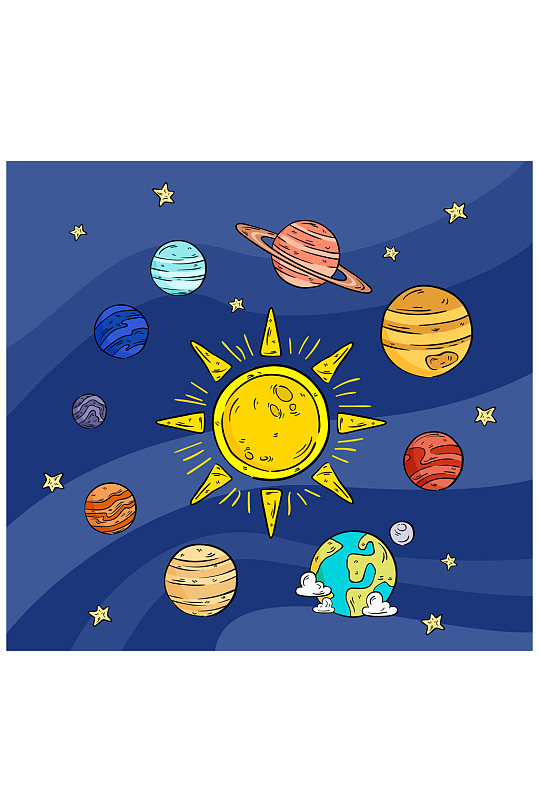 太阳系行星矢量素材