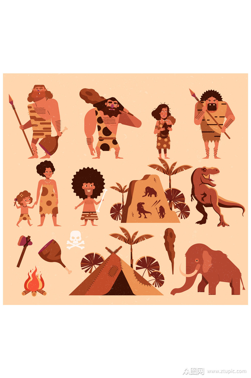 >8款创意原始部落人物矢量素材