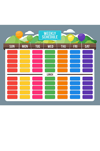 彩色周计划表设计矢量素材
