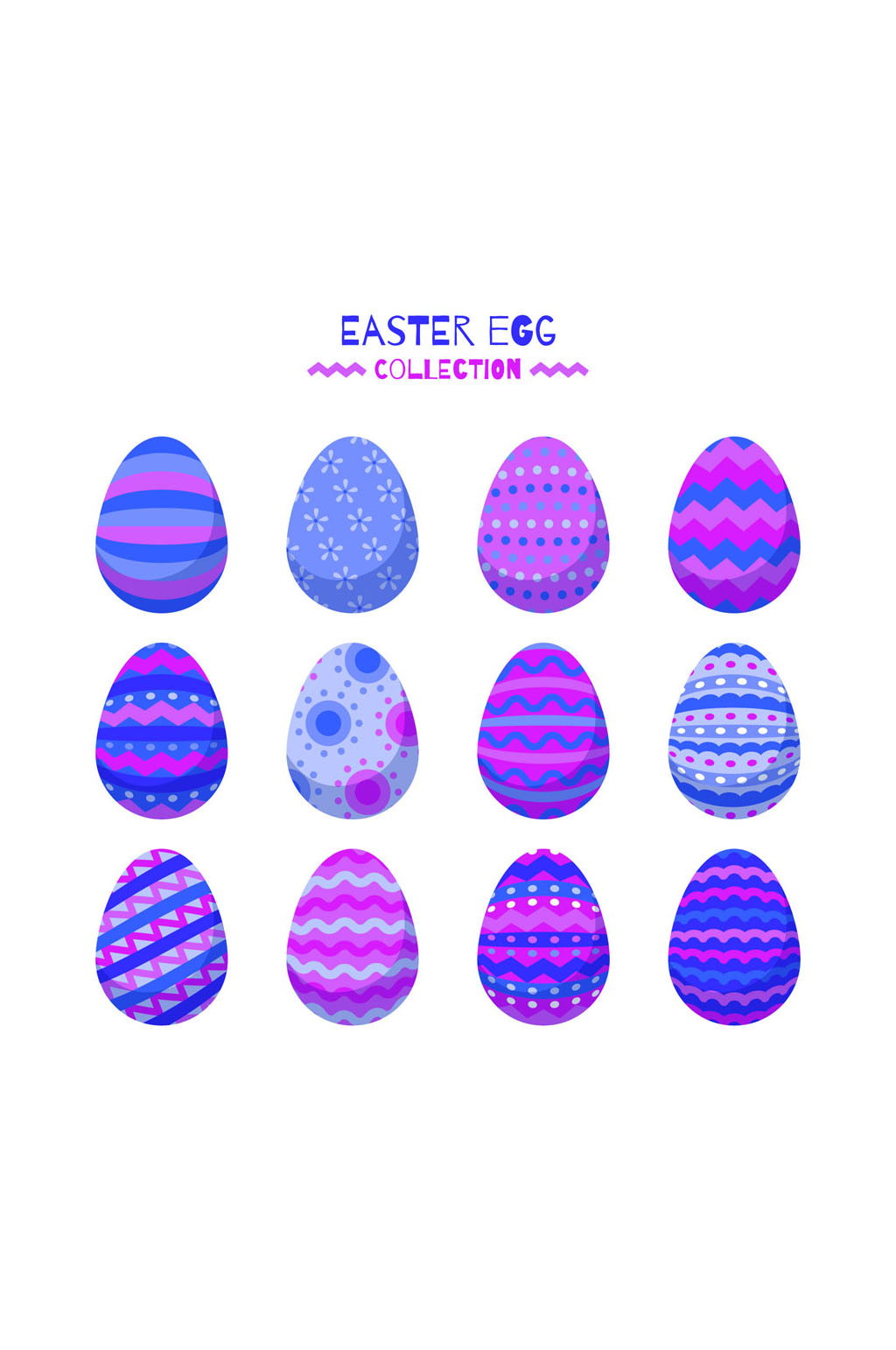 12款紫色复活节花纹彩蛋矢量图