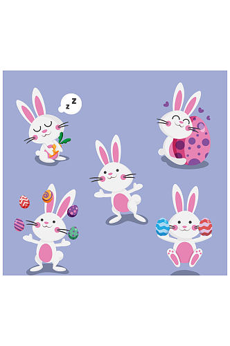 6款可爱复活节兔子头像矢量素材