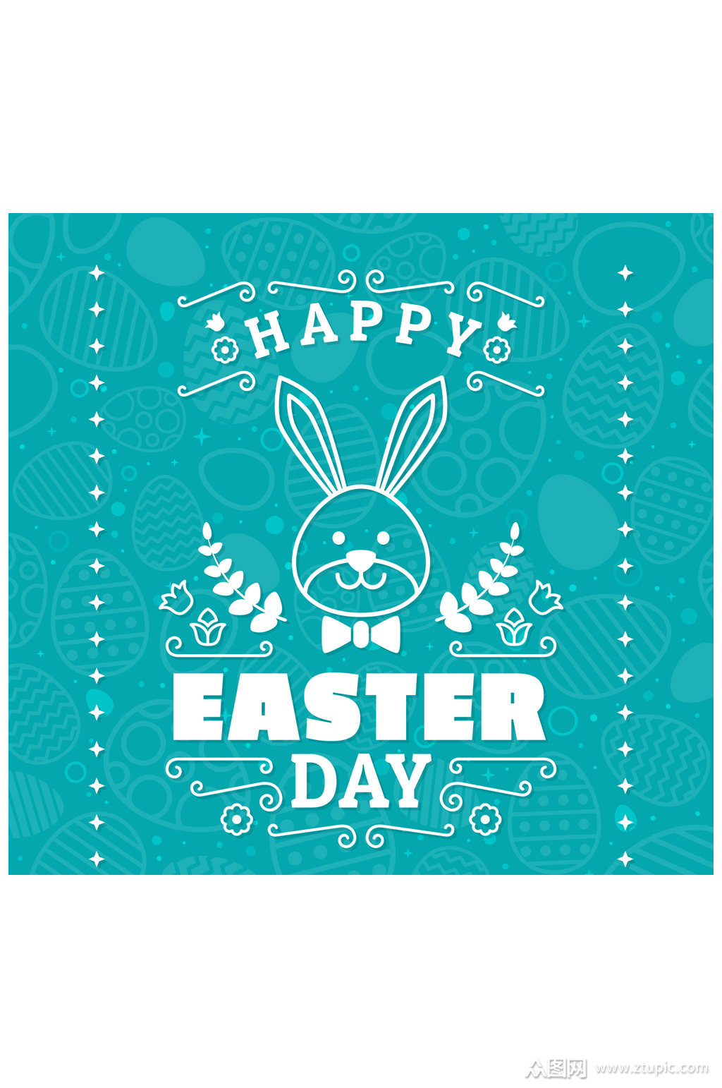 白色兔子复活节贺卡矢量素材