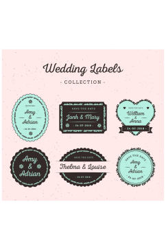 6款复古婚礼标签设计矢量素材