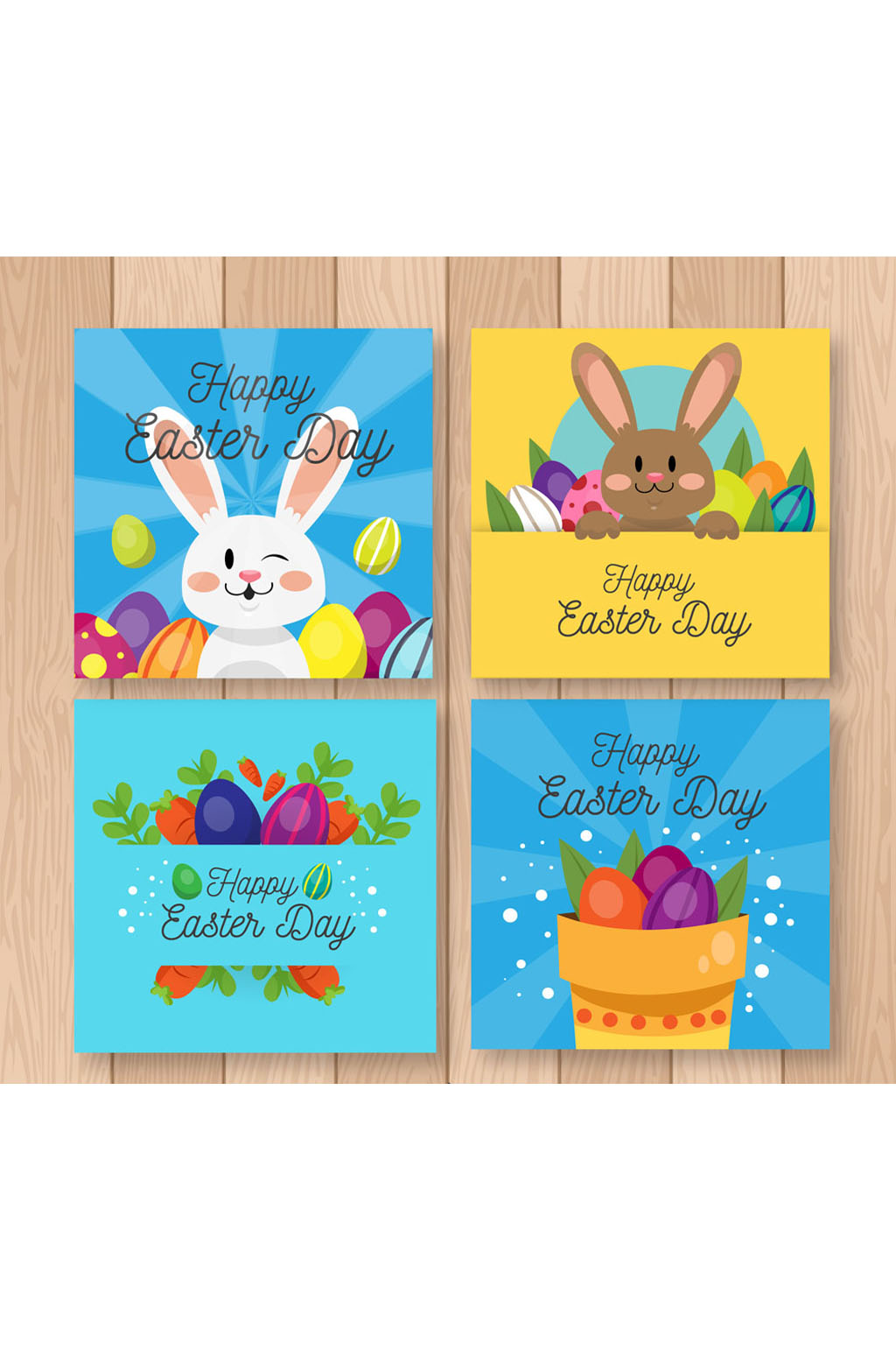 4款彩色可爱复活节卡片矢量素材模板下载-编号558269-众图网