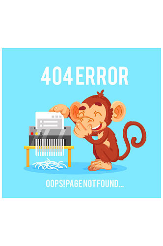 创意404错误页面猴子矢量素材