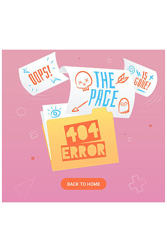 彩绘404错误页面文件夹矢量素材