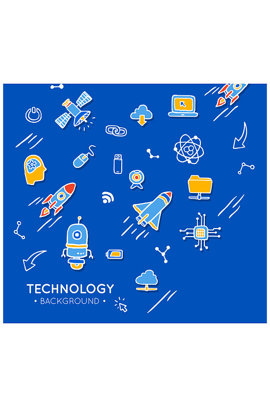 创意科技元素贴纸背景矢量素材