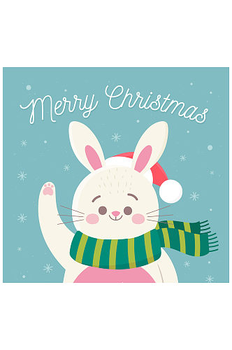可爱圣诞节招手的兔子矢量素材