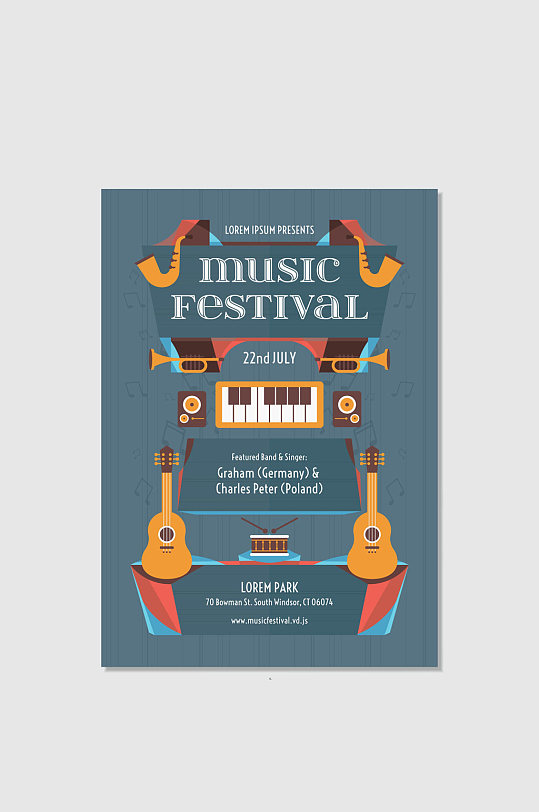 创意乐器音乐节海报矢量素材