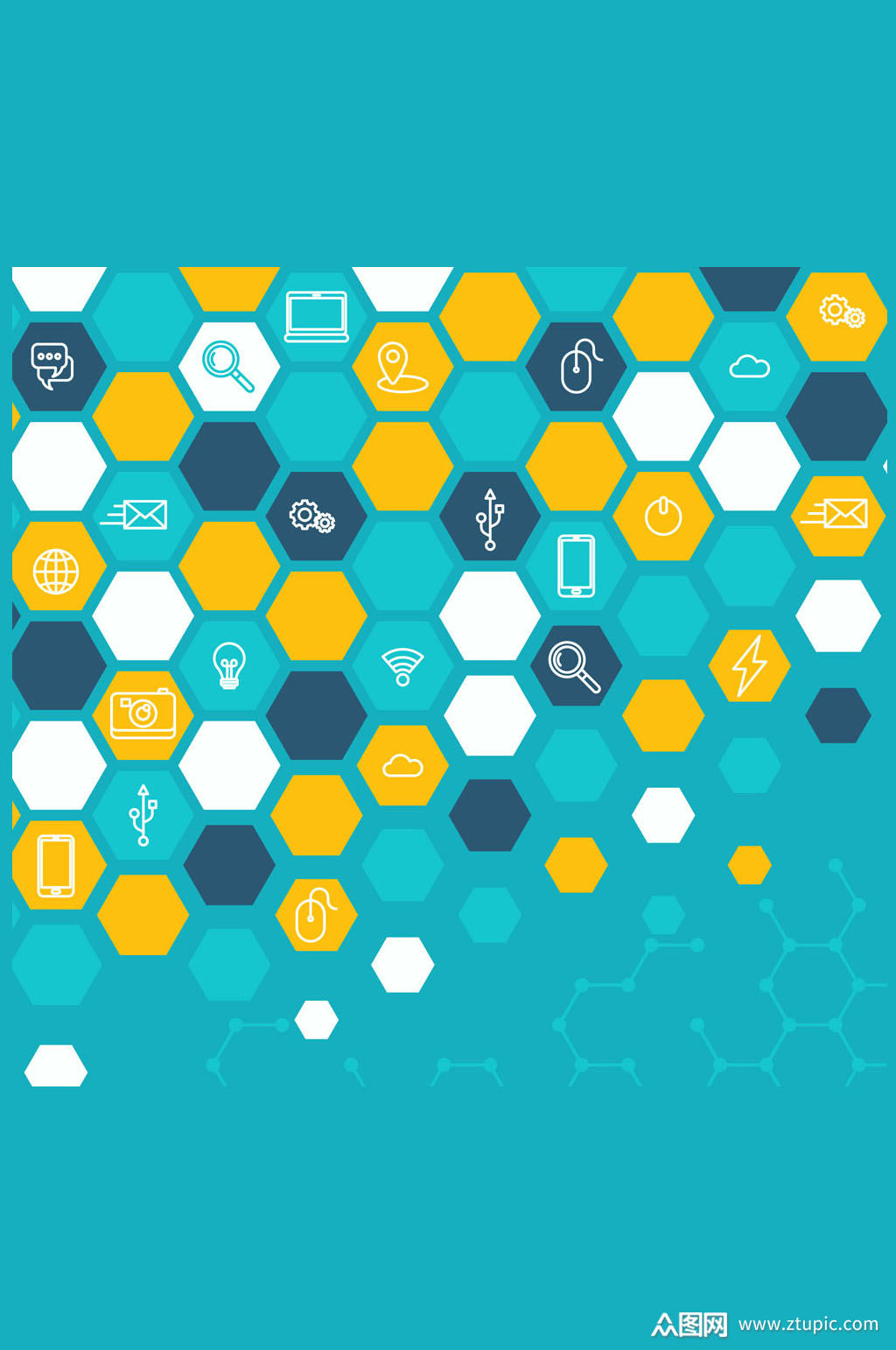 创意科技元素六边形拼格矢量素材