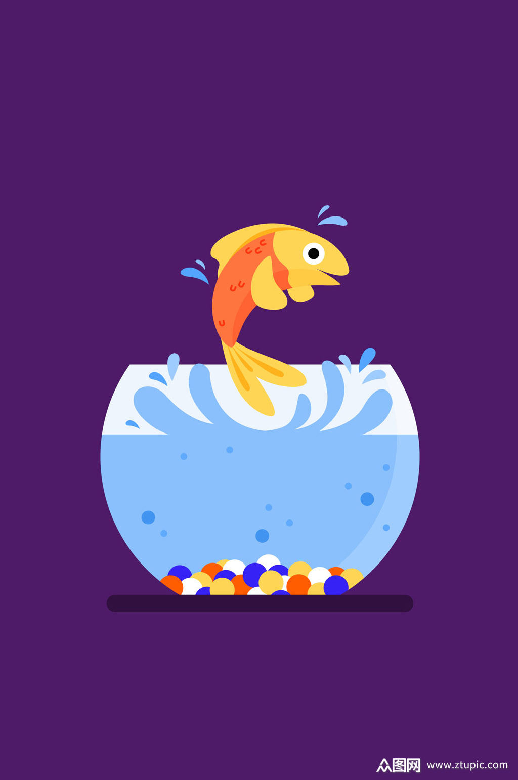 彩色跳跃的金鱼矢量素材