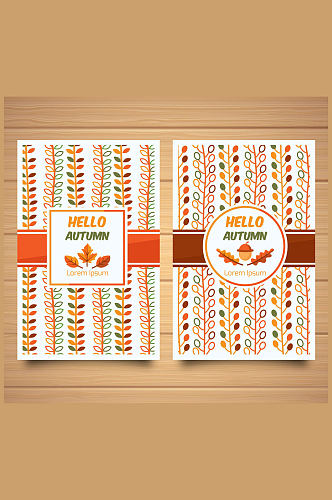 2款彩色秋季花纹卡片矢量素材