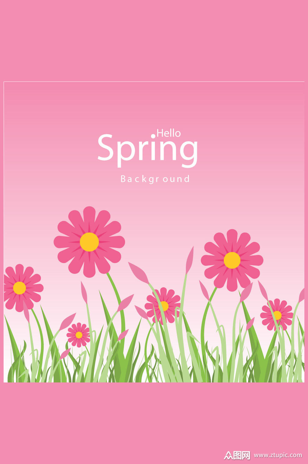 粉色春季花丛设计矢量素材