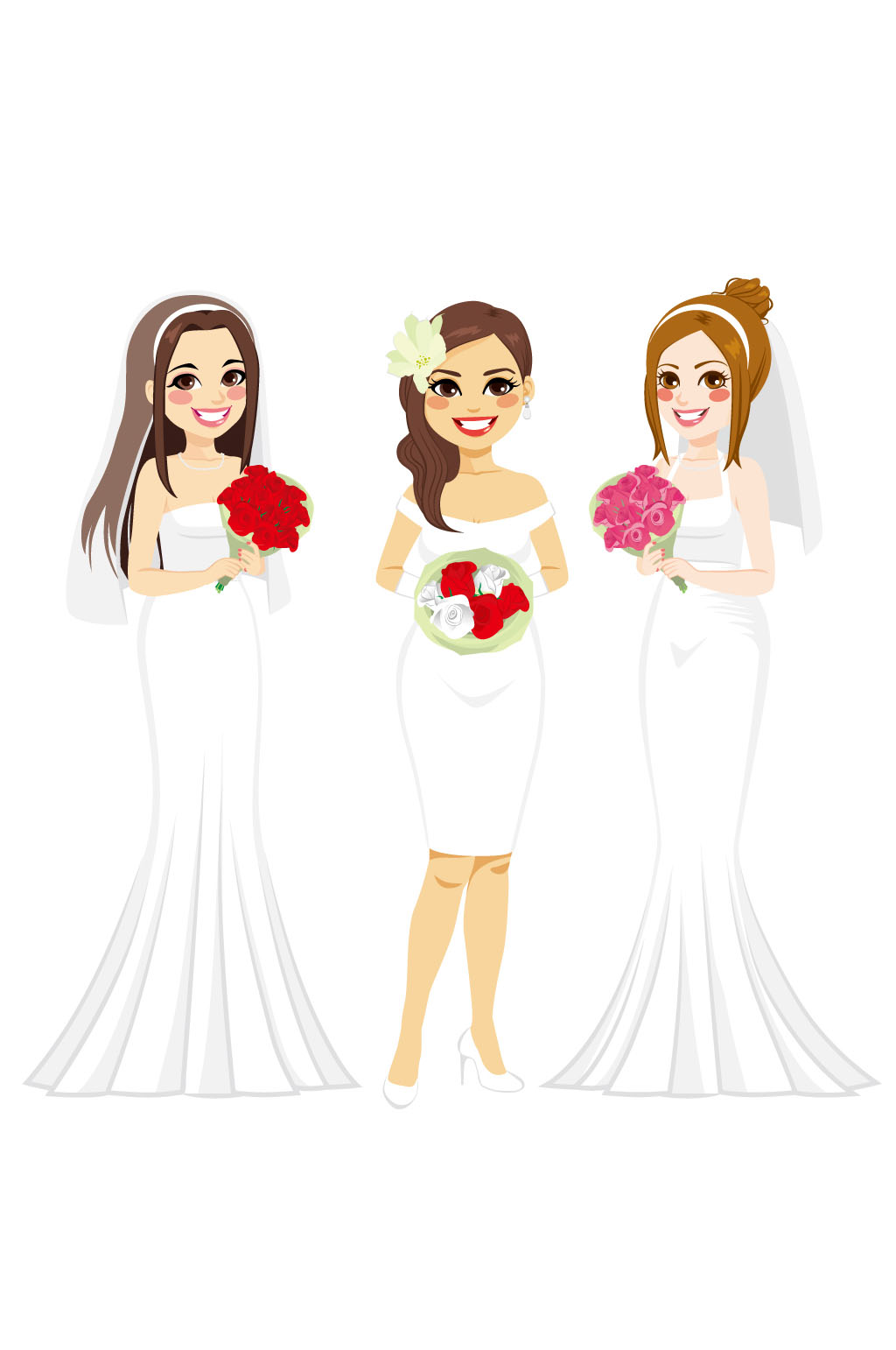 3款卡通新娘设计矢量素材