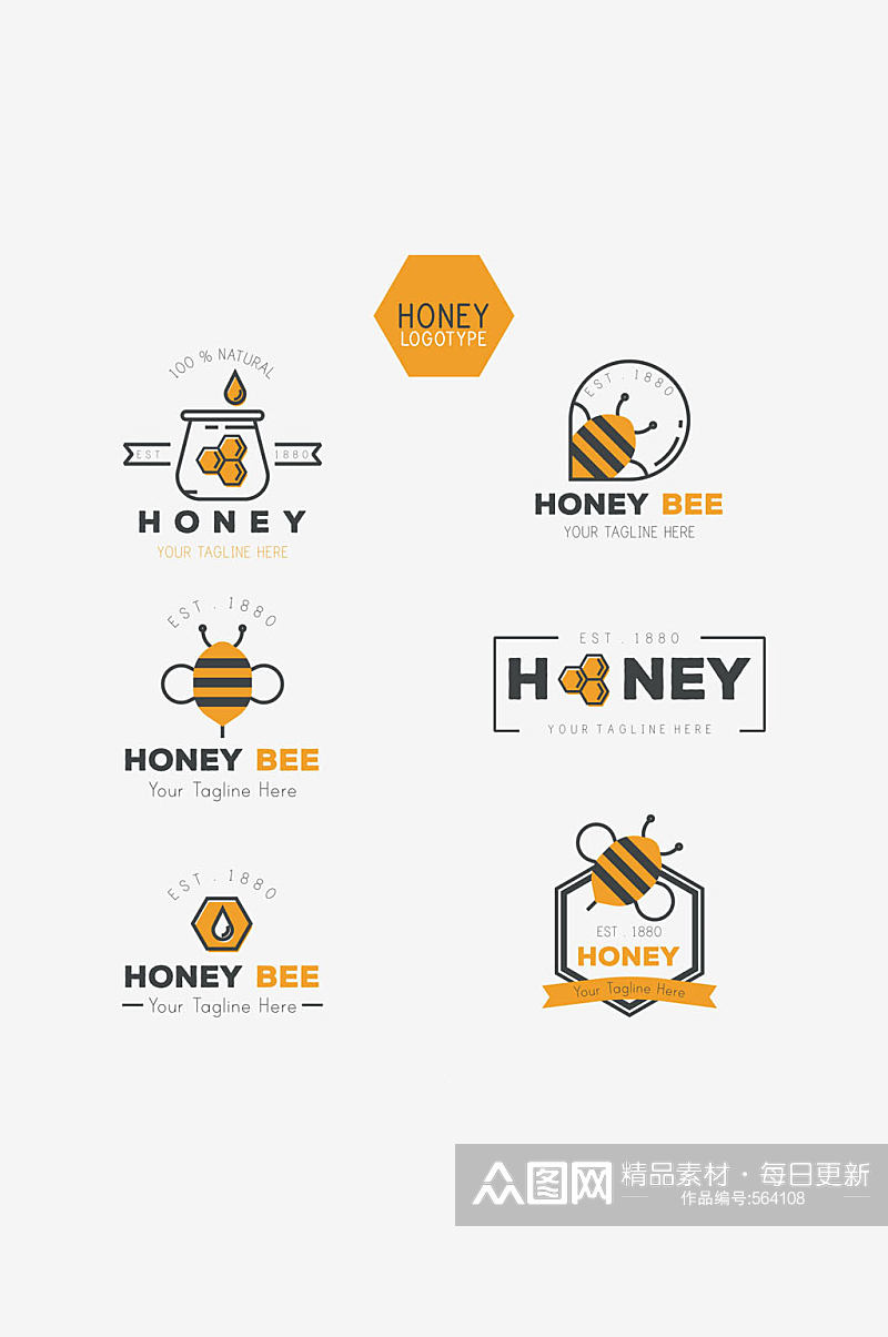 6款创意蜂蜜标志矢量素材素材