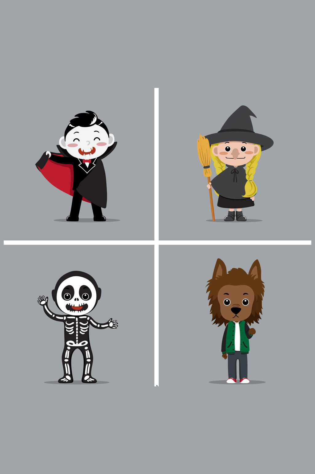 4款创意万圣节角色矢量素材