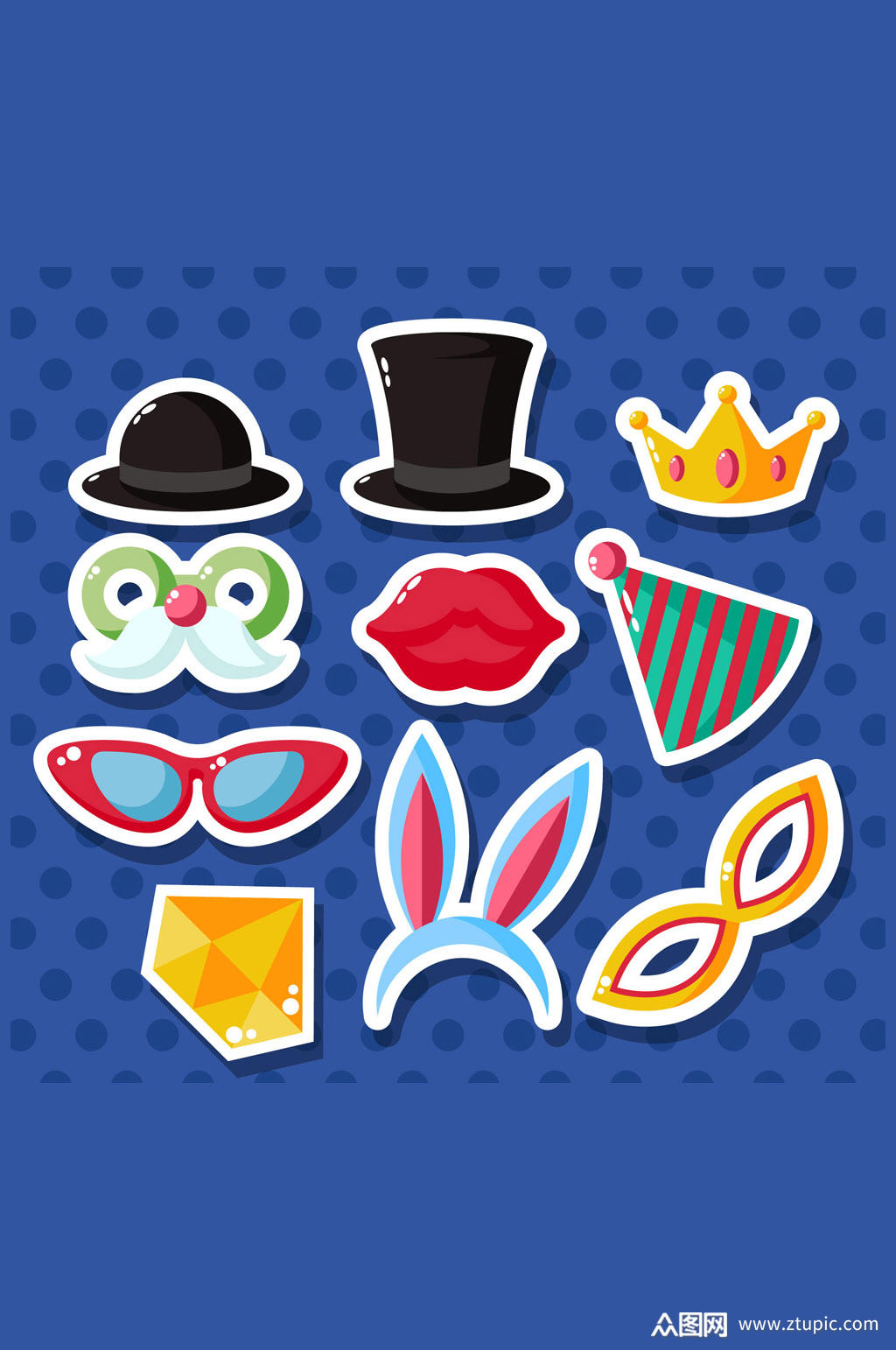 10款彩色派对配饰贴纸矢量素材