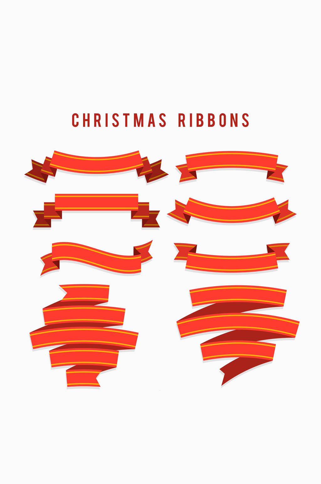 8款红色圣诞节丝带条幅矢量图素材