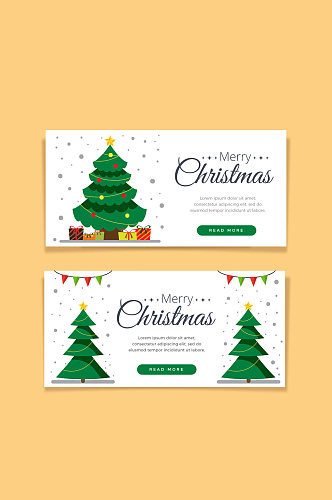 2款绿色圣诞树banner矢量素材