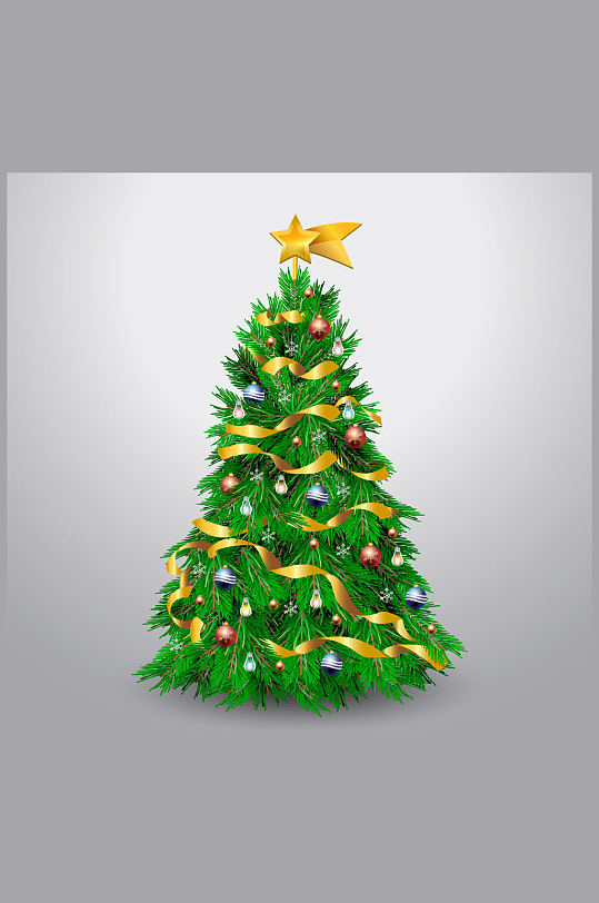 精美装饰圣诞树设计矢量素材