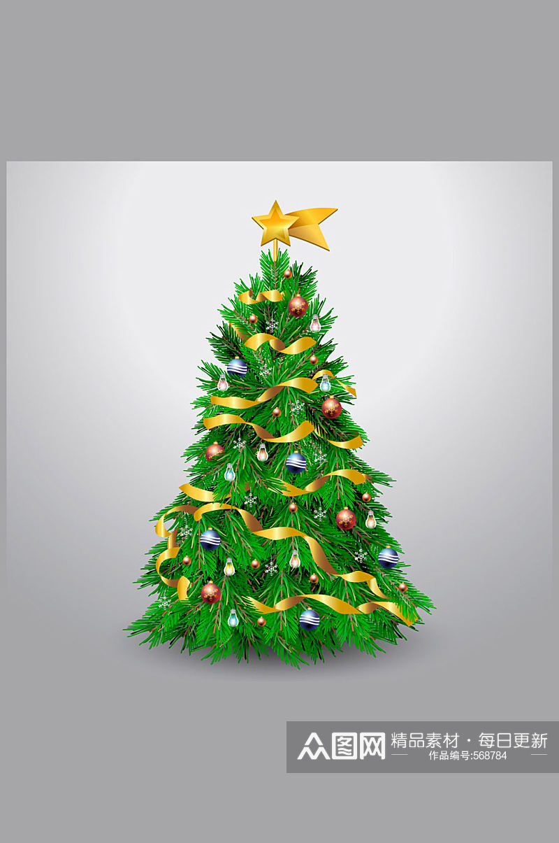 精美装饰圣诞树设计矢量素材素材
