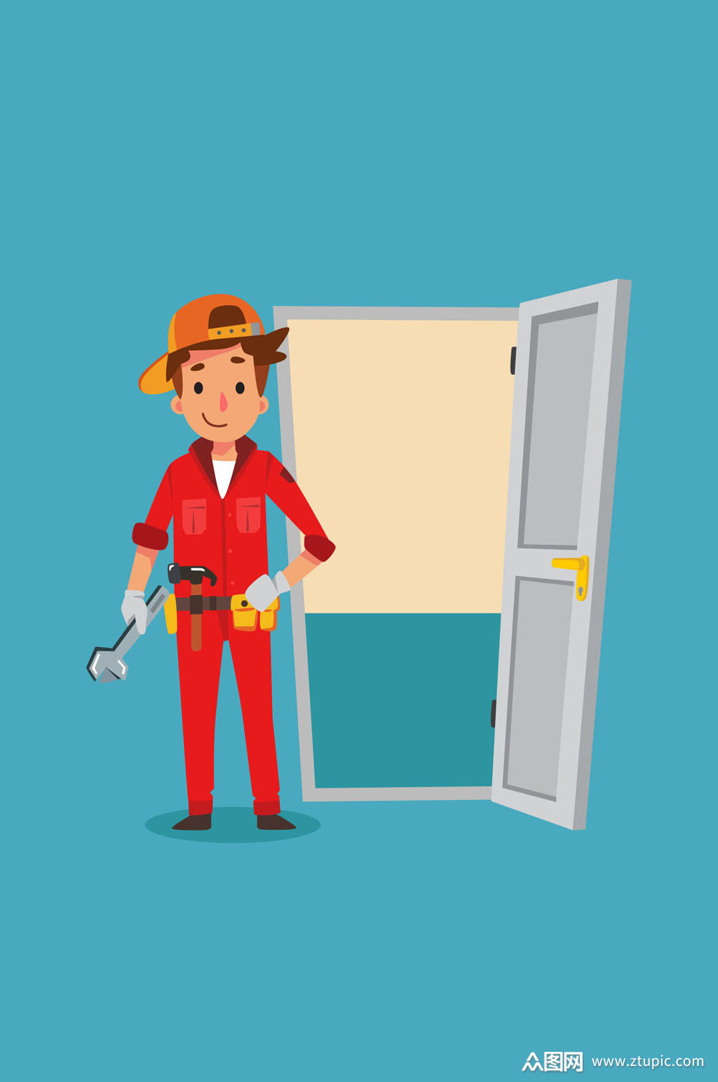 创意开锁男子矢量素材素材