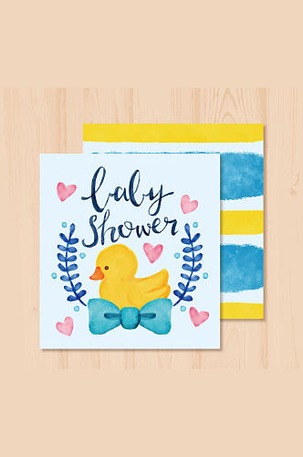 可爱鸭子迎婴派对卡片矢量素材