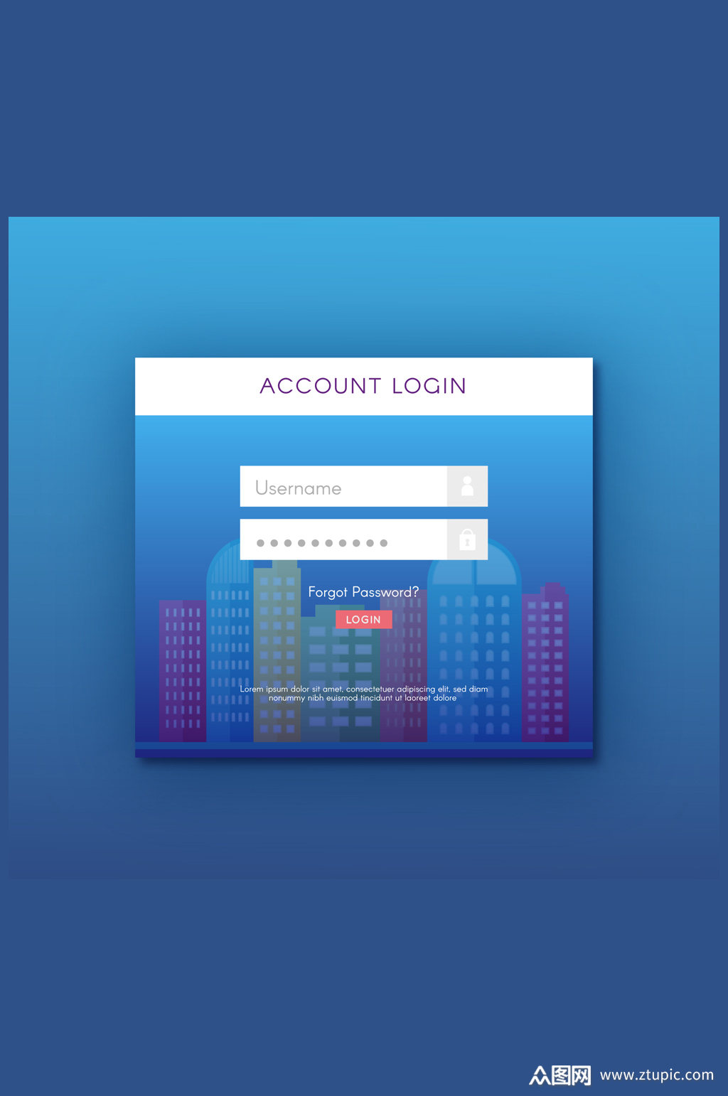 蓝色用户登录界面设计矢量素材