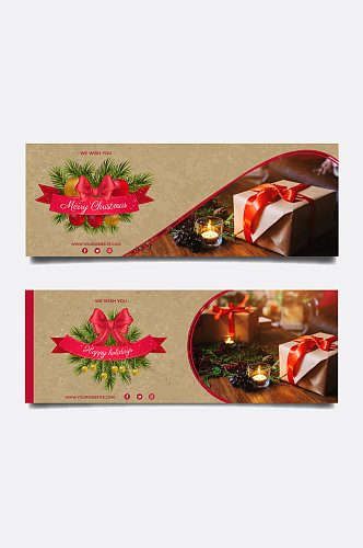 2款精美圣诞节礼盒banner矢量素材