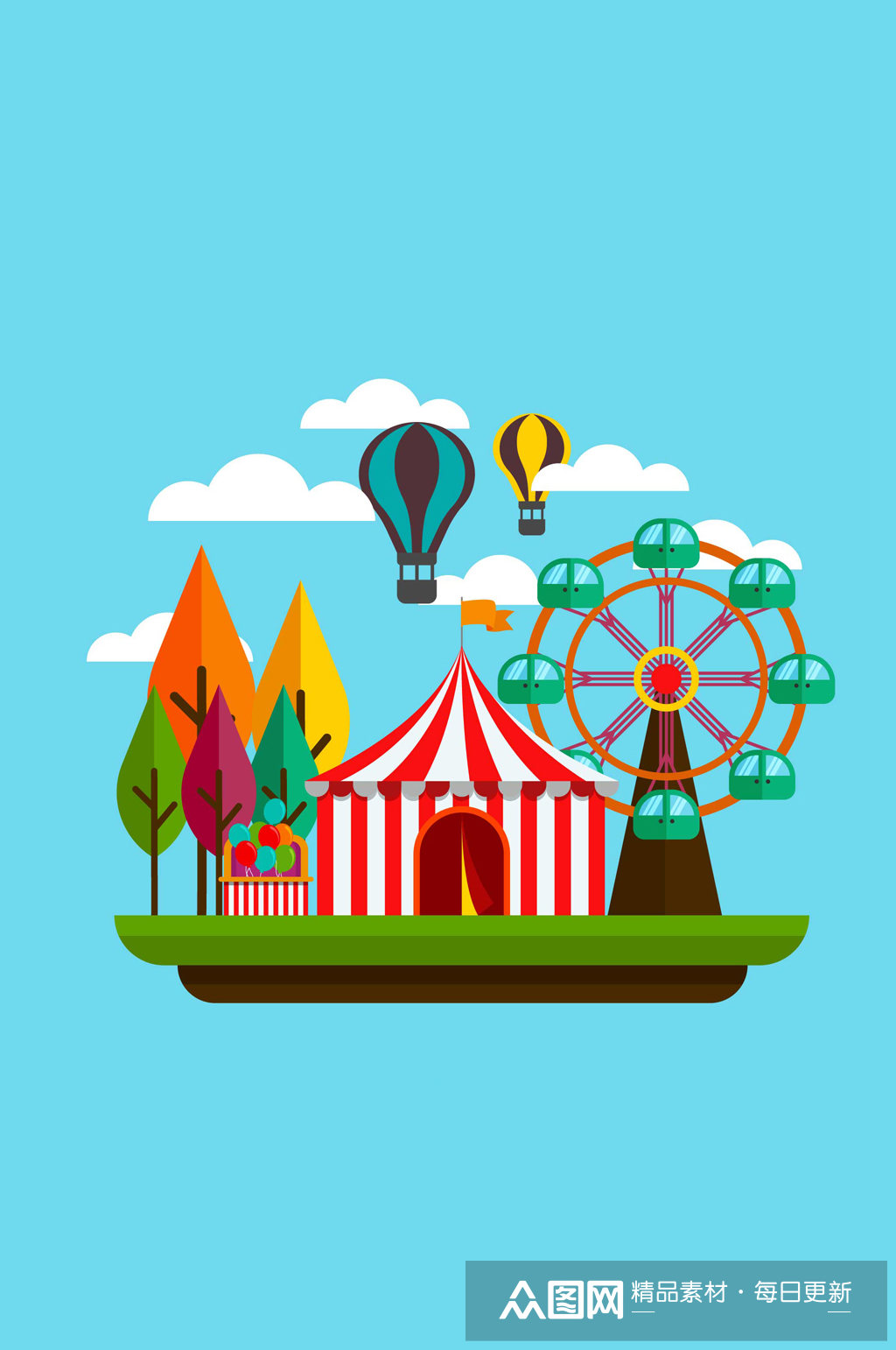 创意游乐园风景矢量素材