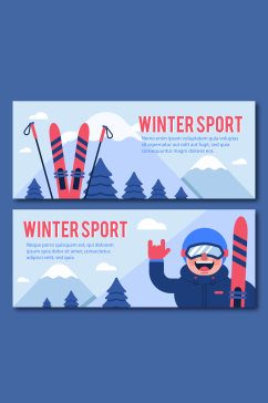 2款创意冬季运动banner矢量素材健身banner