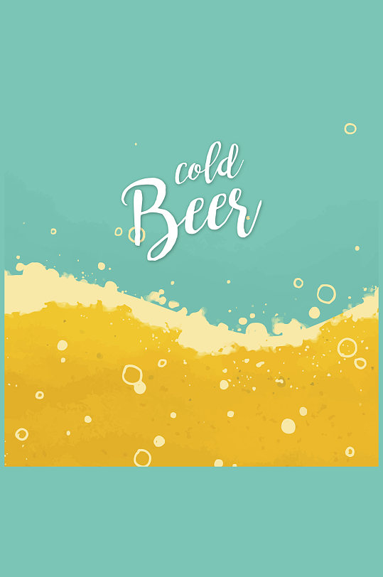 彩绘凉爽啤酒海滩矢量素材