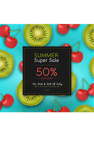精美水果夏季半价促销海报矢量图