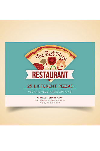 创意意大利披萨餐馆卡片矢量素材