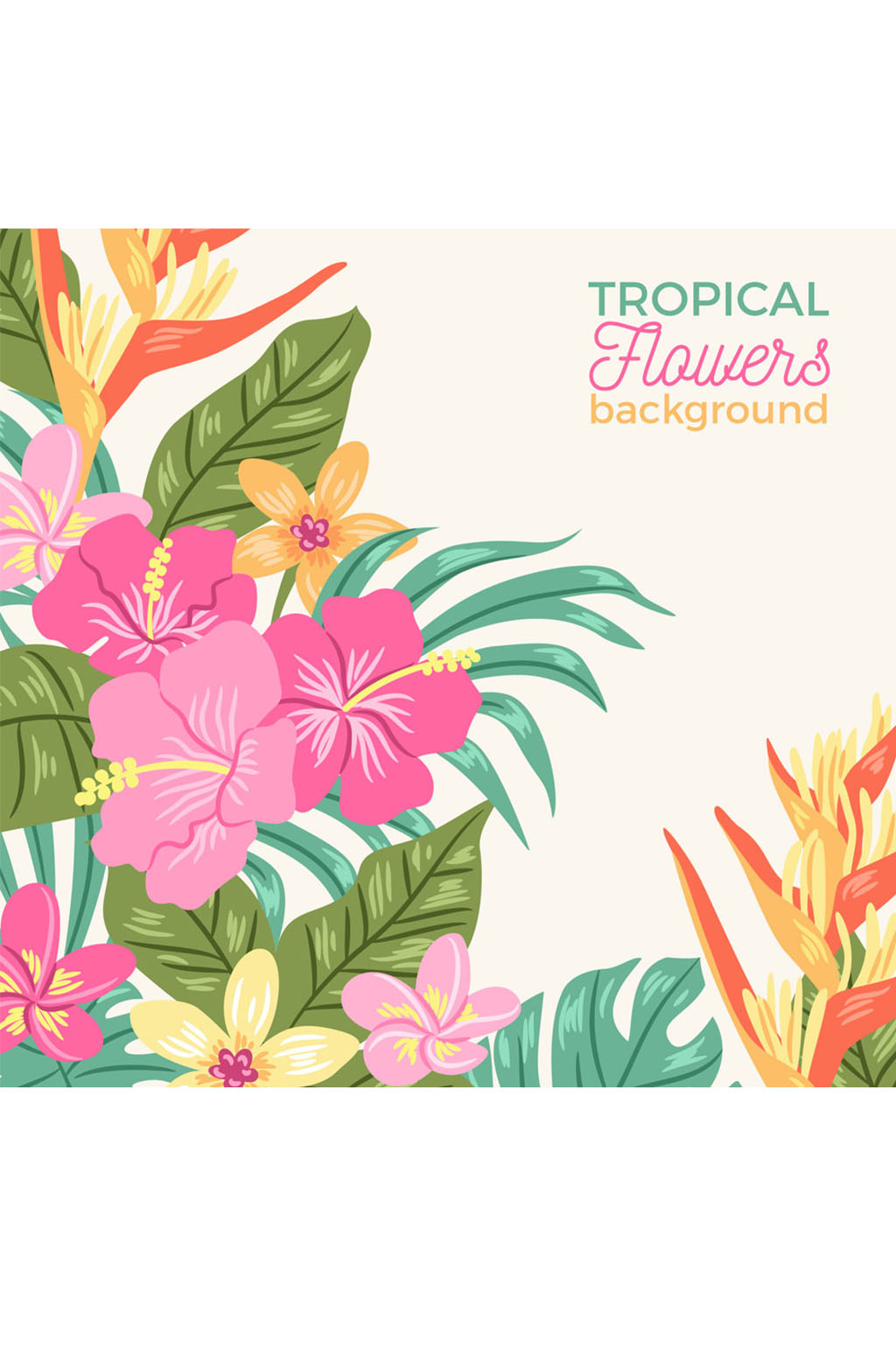 彩色热带花卉矢量素材