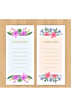 2款彩绘空白热带花卉信纸卡片矢量素材