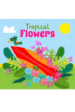 彩色热带花卉和冲浪板矢量素材