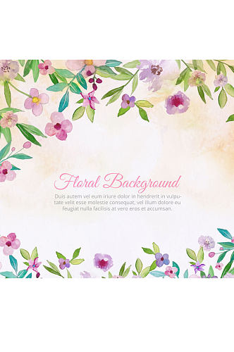 水彩绘花卉框架背景矢量素材