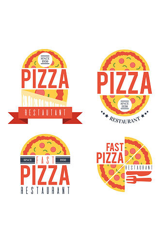 4款创意披萨店标志矢量素材
