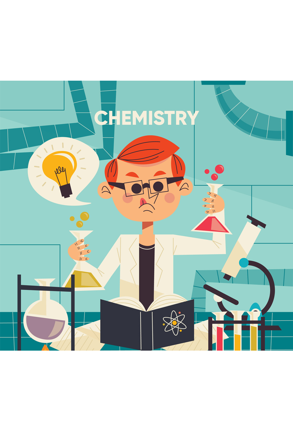 创意做实验的男子矢量素材