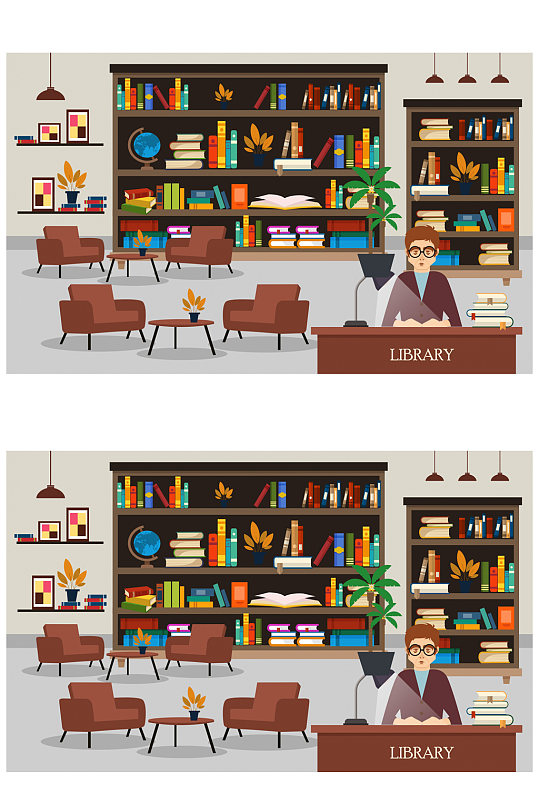 创意图书馆设计矢量素材