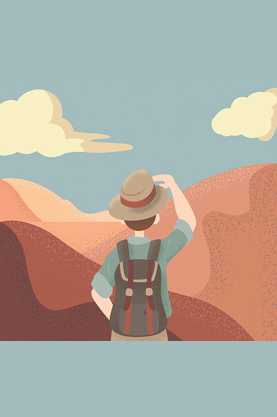 创意沙漠眺望的男子背影矢量素材