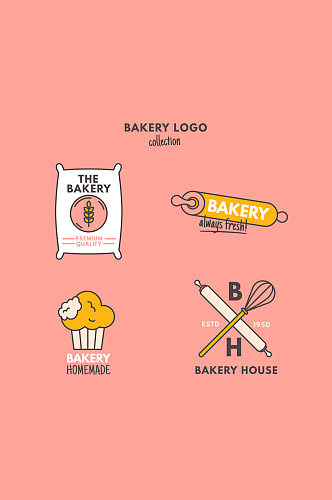 4款创意面包店标志矢量素材