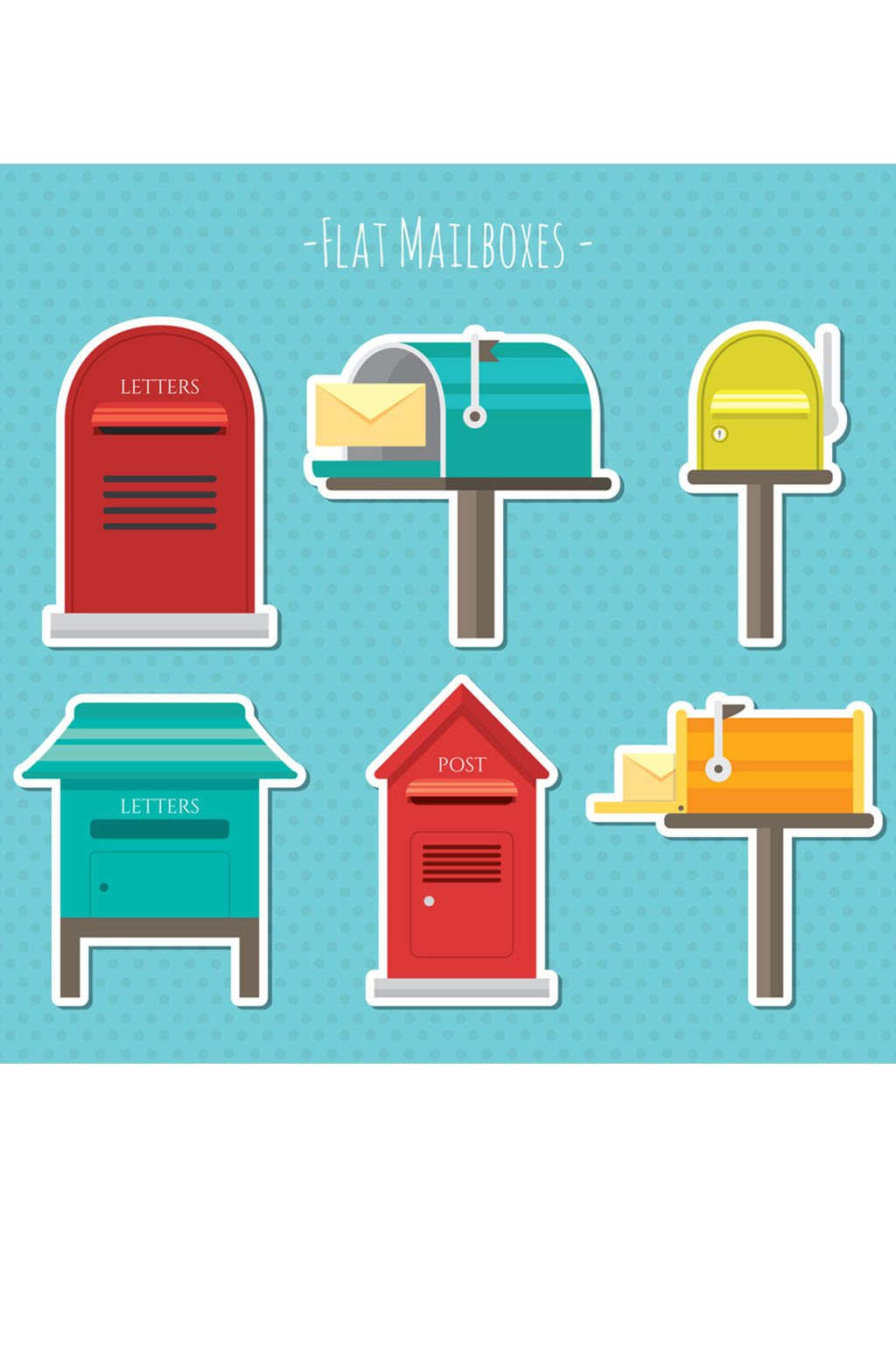 6款扁平化信箱设计矢量图