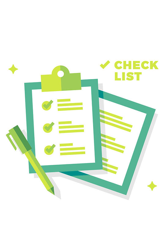 扁平化签字笔和清单矢量素材