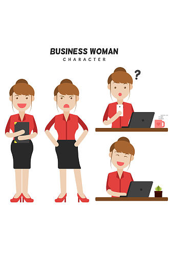 4款创意商务女子设计矢量图
