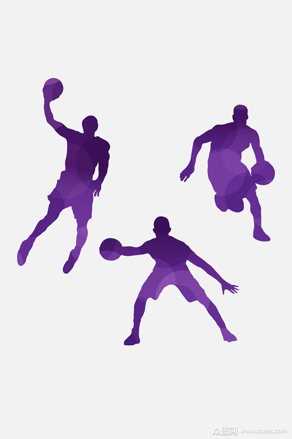 3款水彩绘篮球男子剪影矢量素材